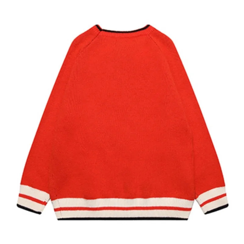 Hip Hop Knitted Sweater Mens Autumn Winter O-neck Skulls Pullover Streetwear Casual Warm Loose Sweaters Unisex Jumpers Knitwear Street King Limited