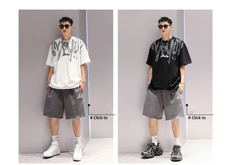 2024 New American Letter Print T-shirt Men's Summer Short Sleeve Cotton Oversize Tee Shirts Hip Hop Fashion Y2K Breathable Tops Street King Limited
