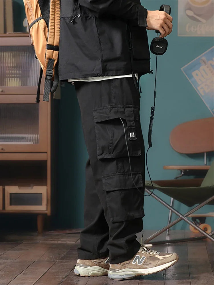 american vintage baggy cargo pants men outdoor sport military tactical sweatpants y2k straight multi pocket overalls trousers unique joggers style 471