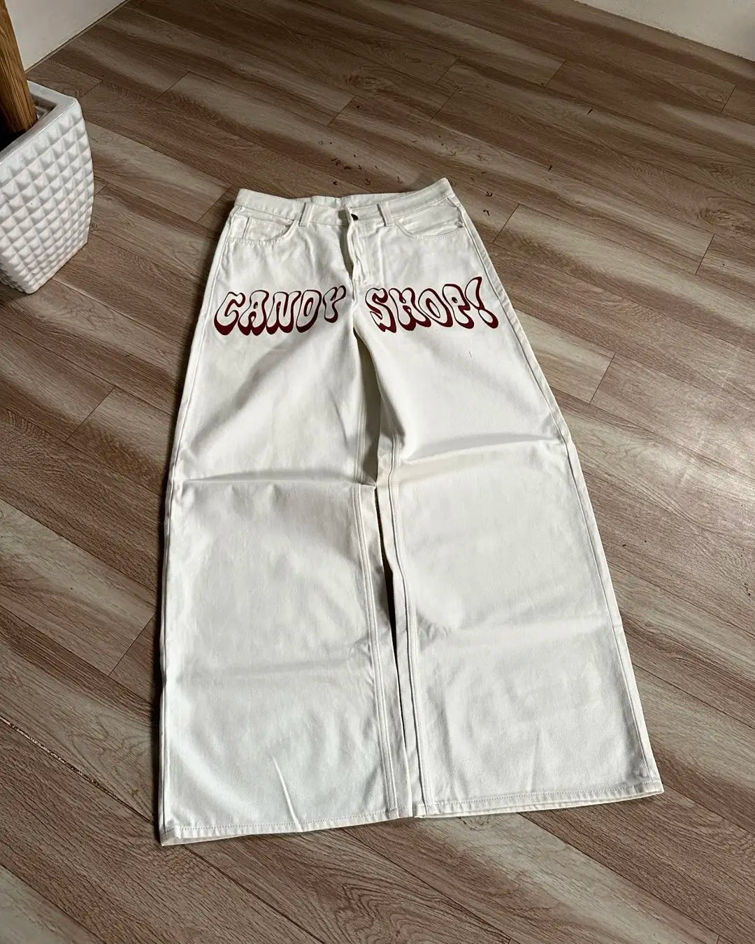 Y2K Harajuku Retro Washed Baggy Jeans Street Hip-hop Anime Printed Wide Pattern Straight Pants Men Trendy Brand Casual Trousers Street King Limited