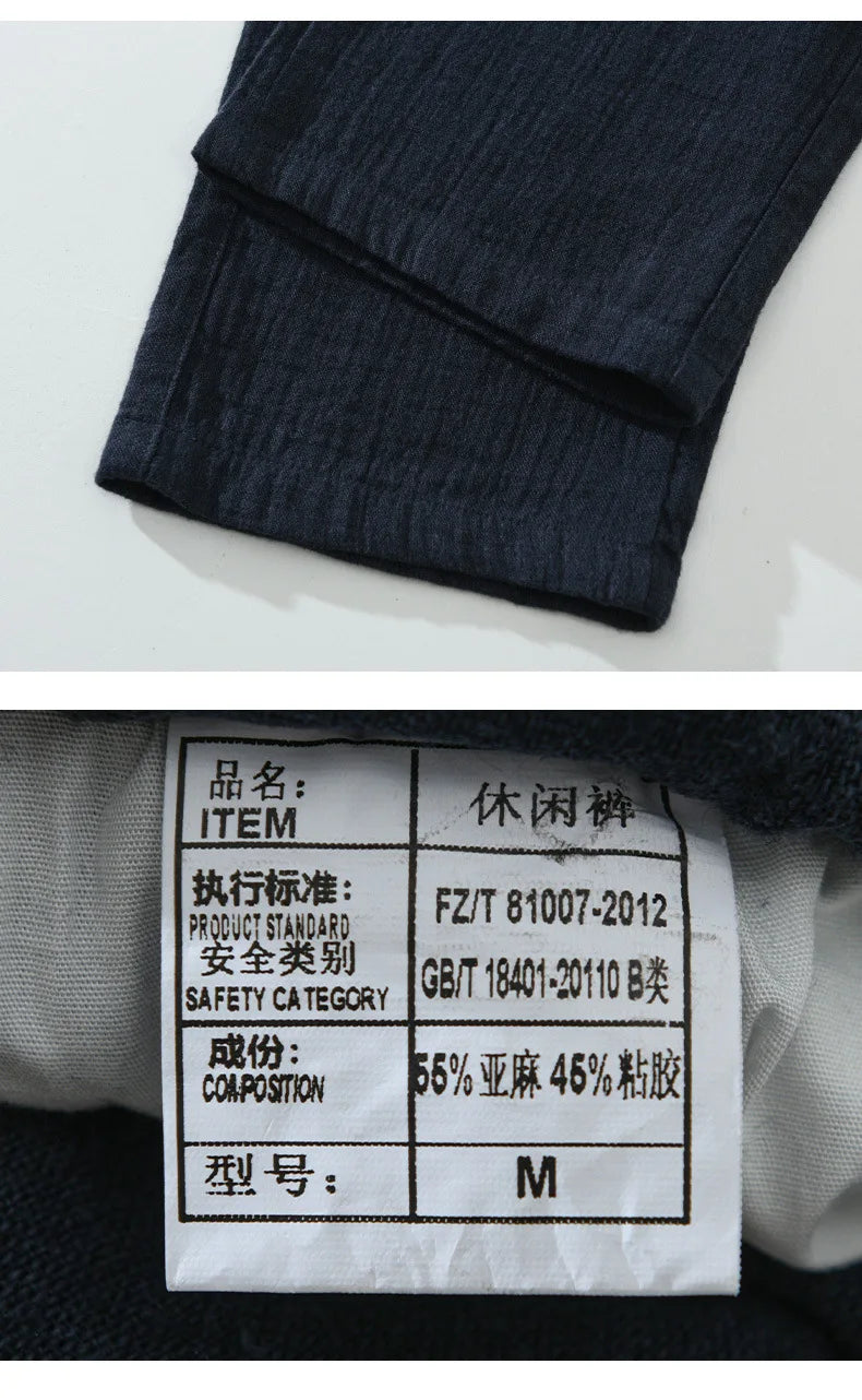 Autumn And Winter Double-layer Linen Texture Casual Straight Leg Pants For Men Sold Color Elastic Loose Men's Linen Trousers Street King Limited