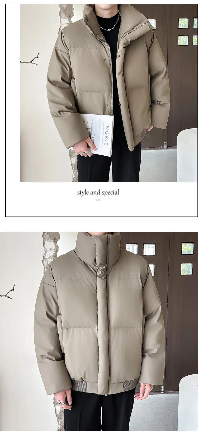Winter Stand Collar Thicken Leather Short Jacket Men Fashion Loose Casual Warm Cotton-padded PU Leather Bomber Jacket Parka Coat Street King Limited