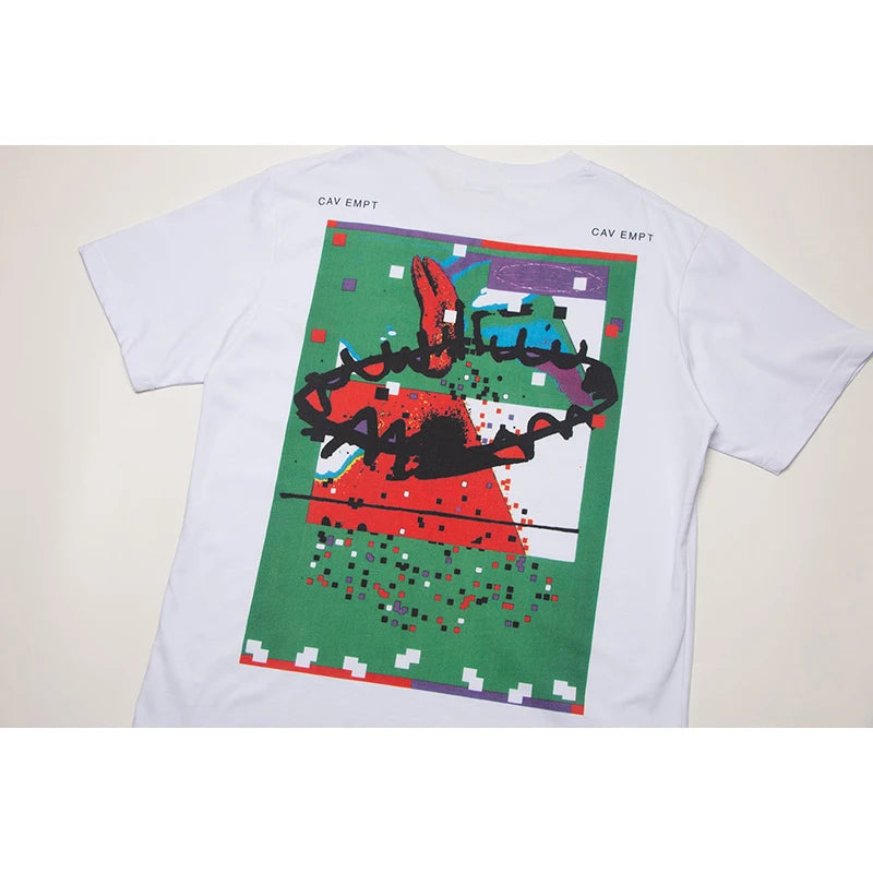 Men Woman CAVEMPT Tops Tee Summer Cotton Slogan Abstract Printing O-Neck Loose Classic All-match Casual C.E Short Sleeve Street King Limited