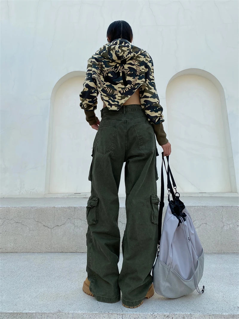 unisex hip hop pants retro cargo pant streetwear multi pockets zipper harajuku joggers new casual loose straight baggy trousers unique joggers style 1063