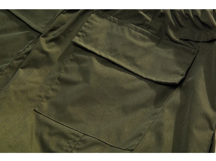 multi pocket mens wide leg straight cargo pants korean fashion track pants male casual loose mopping trousers four seasons unique cargo style 1029