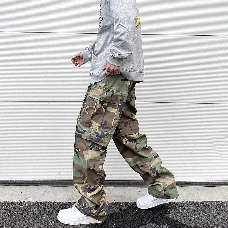 y2k knee detachable multi pockets camouflage cargo pants mens streetwear patchwork baggy overall ropa hombre oversized trousers unique cargo style 2393