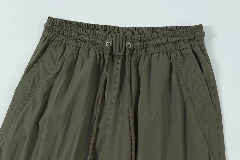 Men Solid Color Pants Y2K Pleated Joggers Baggy Pants Hip Hop Casual Drawstring Waist Quick Drying Trousers Street King Limited