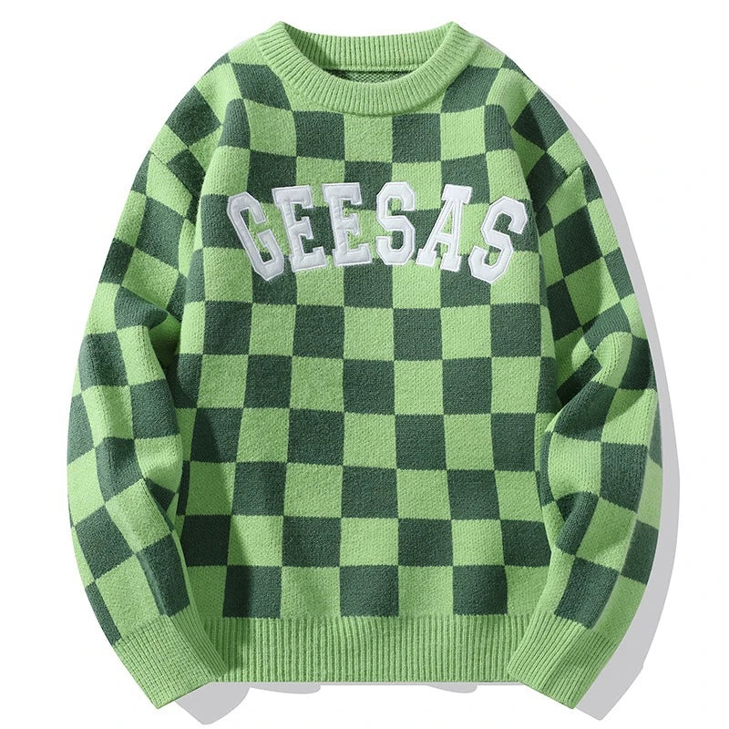 Rainbowtouches Streetwear Men Sweaters Winter Clothes Long Sleeve Casual Knitted Tops Harajuku Plaid Pullovers Couple Sweater Street King Limited