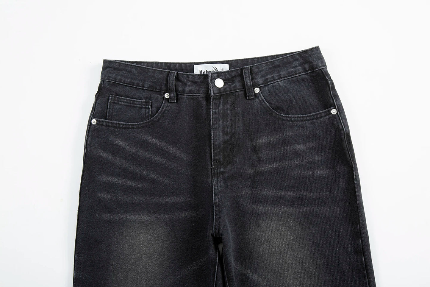 Feet Ink Painted Washed Black Jeans for Men Straight Retro Baggy Casual Cargo Pants Pantalones Hombre Oversized Denim Trousers Street King Limited