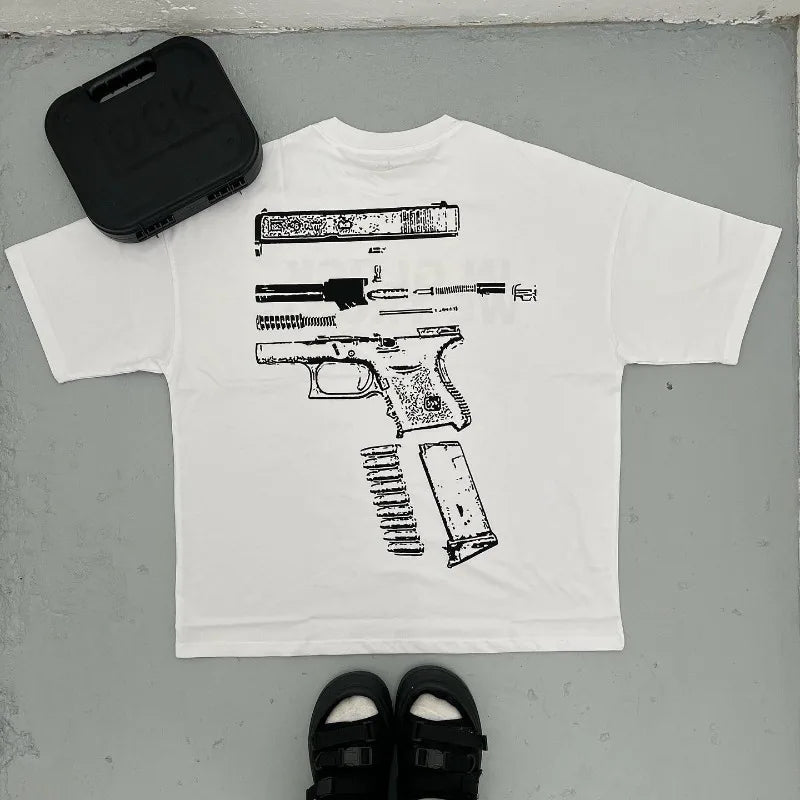 y2k Street Hip Hop Goth Letter Pattern Oversized T-Shirt Men's Retro Casual Versatile Short Sleeve Loose Round Neck Top Women Street King Limited