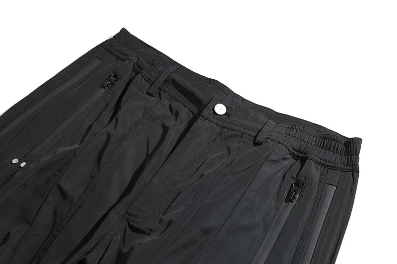 Vibe Style Nylon Rubber Pressing Joggers Men's Urban Streetwear Fashionable Adjustable Zipper Up Functional Cargo Trousers Street King Limited