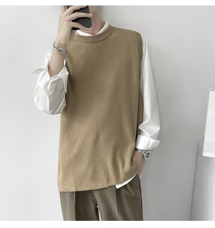 Slim Fit Sweater Vest Men Warm Fashion Casual Knitted Pullover Men Korean Loose Sleeveless Sweater Mens Jumper Clothes M-3XL Street King Limited