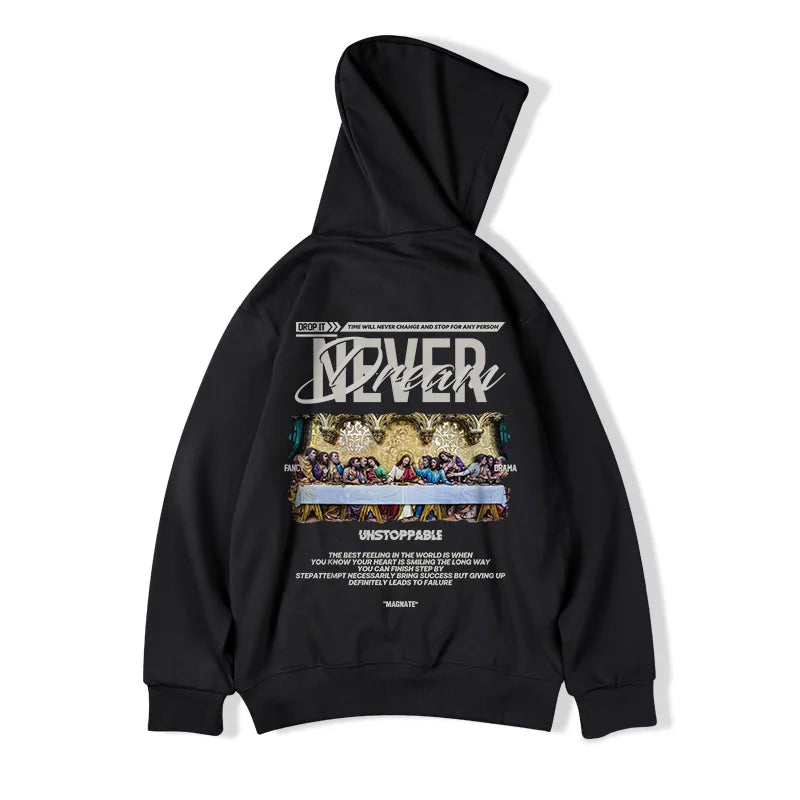 Autumn Jesus Oil Painting Graphic Print Hoodies Men Oversized Fleece Hip Hop Hooded Sweatshirt Y2K Vintage Streetwear Hoodie Street King Limited