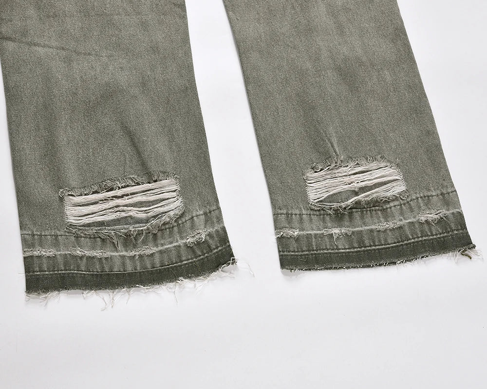 High Street Frayed Hole Distreesed Baggy Jeans for Men and Women Ripped Pantalones Hombre Y2k Casual Denim Trousers Oversized Street King Limited