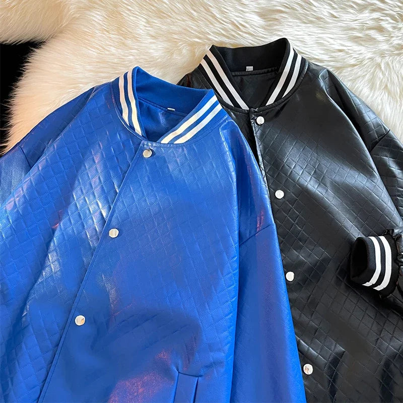 popular unisex basuball jacket fashion solid color lozenge pattern bomber jacket comfortable casual female clothing minimalist street pants