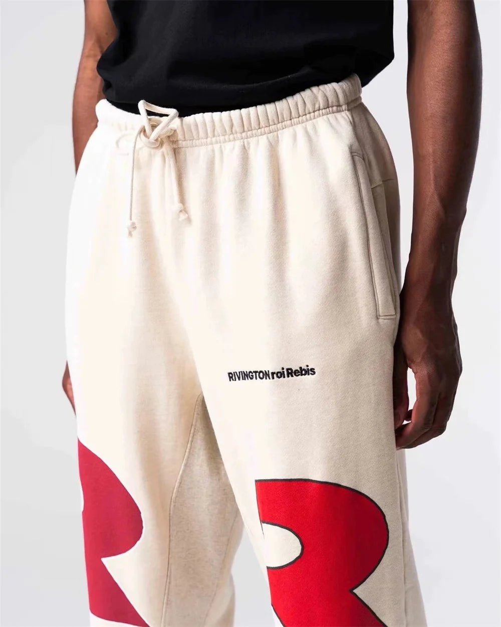 RRR123 24FW Sunshine Wash Brown Flower Grey Loose Drawstring Feet Guard Pants Street King Limited