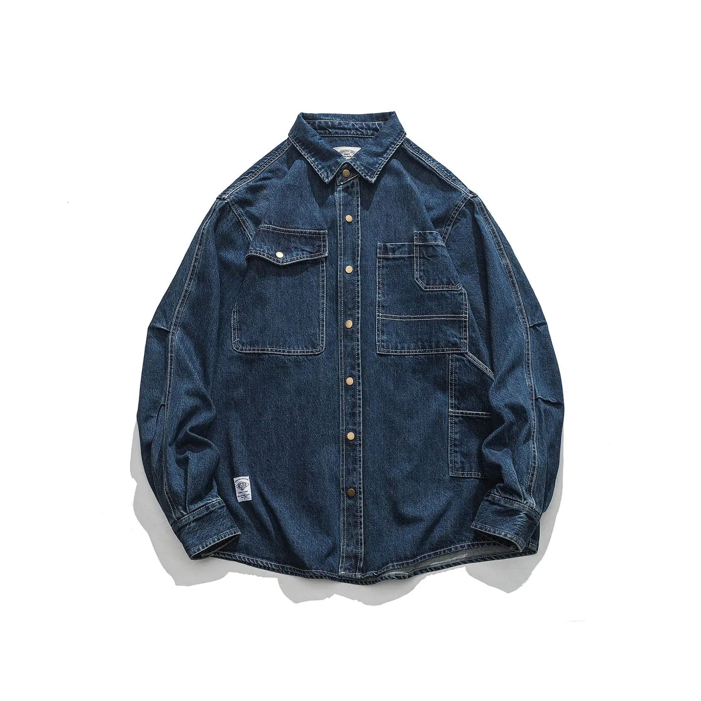 Vintage Men's Spring And Autumn New Washed Distressed Denim Shirt Jacket Loose Casual Long-Sleeved Coat Jacket Street King Limited