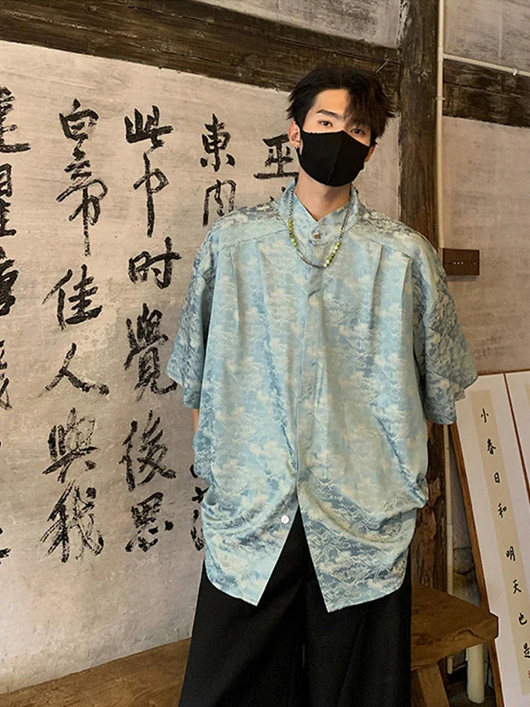 Streetwear New Chinese Style Hawaiian Flower Shirts For Men Short Sleeve T Shirts New Chinese Style Hawaiian Flower Shirts For Men Short Sleeve T Shirts 2024 Summer 3D Graphic Shirt Y2K Streetwear Mens Blouse Fashion Sweater Jacket With Graphic Design For Men