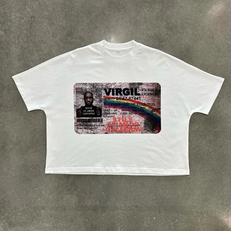 American High Street Trendy Brand Letters Anime Print Oversized Short-sleeved Tops Men Y2k Fashion Retro Casual T-shirts Women Street King Limited