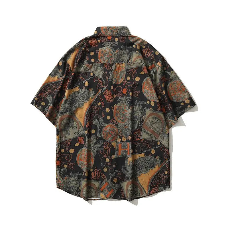 Summer Short sleeved Piaoshuai Flower Shirt for Men and Women Travel Trend Couple Hip Hop Hawaiian Beach Leisure Short sleeved Street King Limited