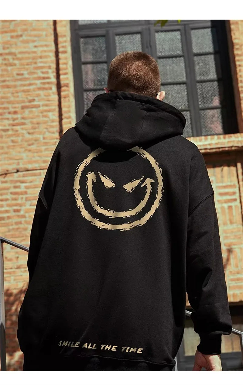 Autumn Smile Print graphic hoodies Harajuku Fashion Casual Cool Hoody Men Streetwear Funny Hoodie Couples Hip Hop y2k Clothes Street King Limited
