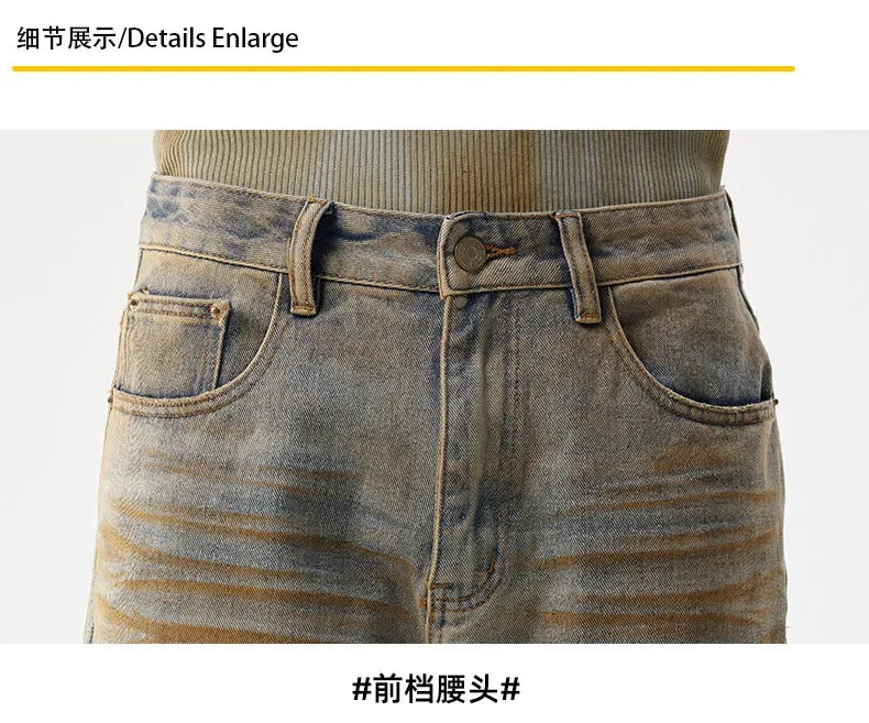 men patch hole distressed plus size denim pant ripped jeans streetwear fashion hip hop vibe loose casual baggy jeans trousers 40 unique jeans style 3088