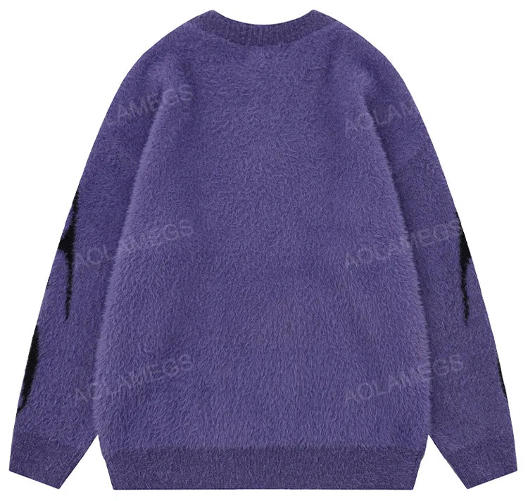 Men Sweater Harajuku High Street Winter Warm Knitted Coat Oversized Thorn Pattern Top Loose Gothic Punk Pullover Street King Limited