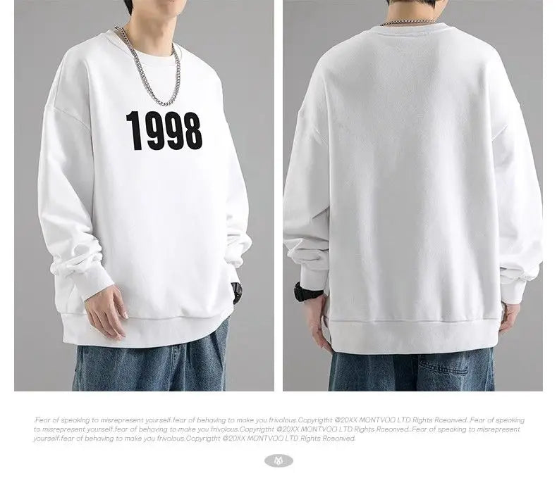 Trendy Korean Personality Simple Retro Sweatshirt for Boys 2024 New Spring and Autumn Ins American Sports Personality Youth Tops Street King Limited