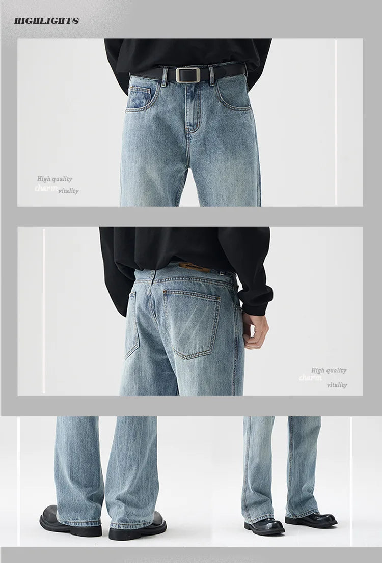 mens retro fashion high street loose casual denim micro flared pants jeans men streetwear plus size jeans trousers 28 40 unique jeans style 2574