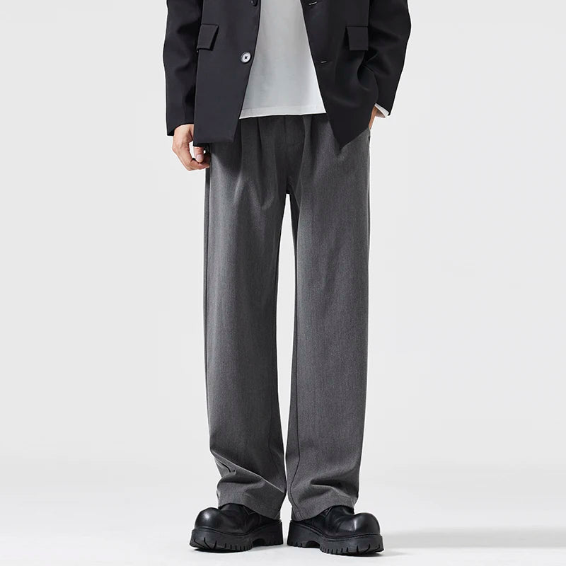 suit pant men korean streetwear fashion loose casual plus size straight suit pant office man commuter pants trousers unique default style 2111