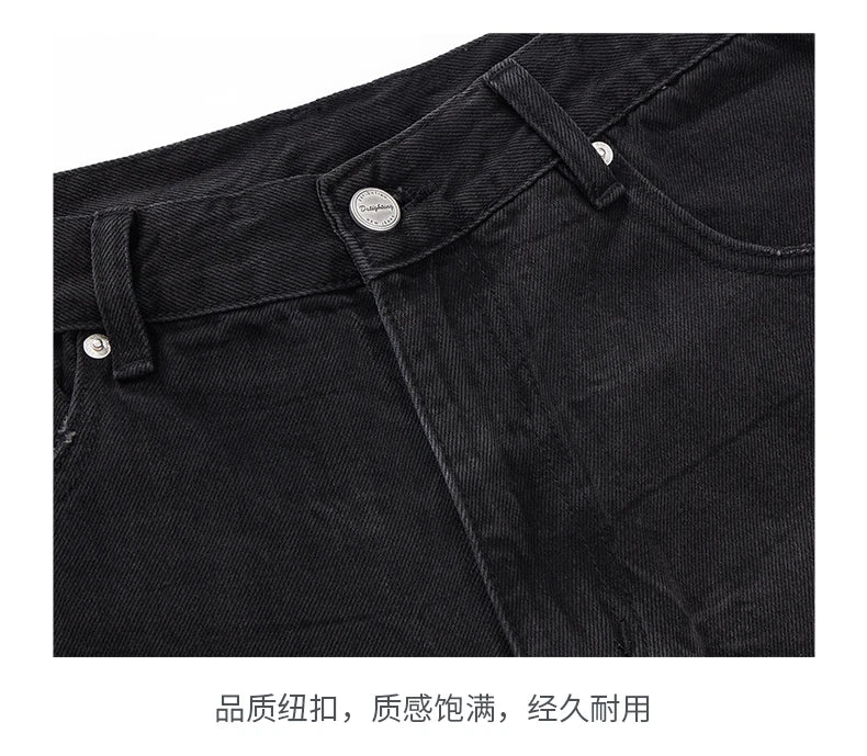 men streetwear fashion side splice hip hop loose casual wide leg straight baggy jeans pant cityboy jeans pants trousers unique jeans style 2485