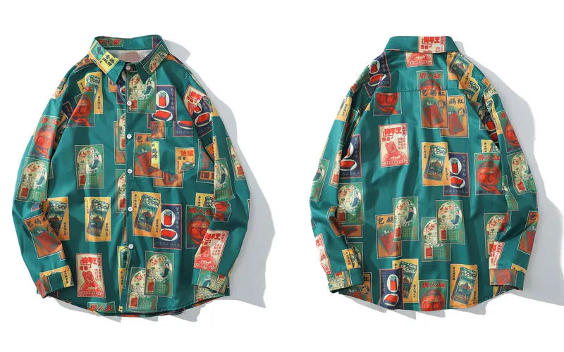Streetwear Gonthwid Hawaiian Beach Shirts Harajuku Vintage Poster Print Long Slee Gonthwid Hawaiian Beach Shirts Harajuku Vintage Poster Print Long Sleeve Aloha Party Holiday Shirt Mens Casual Button Down Tops Fashion Sweater Jacket With Graphic Design For Men