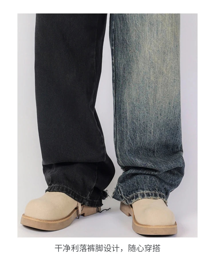 men streetwear fashion black blue splice hip hop loose casual wide leg straight baggy jeans pant cityboy jeans pants trousers unique jeans style 2522