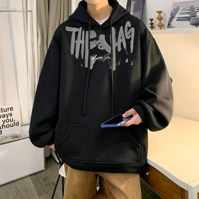 High Street Letter Print Oversized Hoodie Men's New Hip Hop Fashion Hooded Sweatshirt Autumn Y2K Vintage Pullover Hoody Clothes Street King Limited
