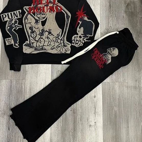 y2k vintage mummy graphic digital drawstring casual sports pants women street autumn winter set print hooded men sweatshirts unique default style 4055
