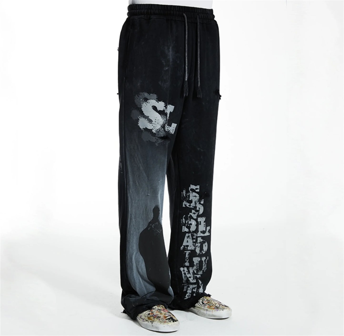 new arrival ssaint louis dirty old graffiti printed drawstring sanitary pants casual sport pants unique default style 4664