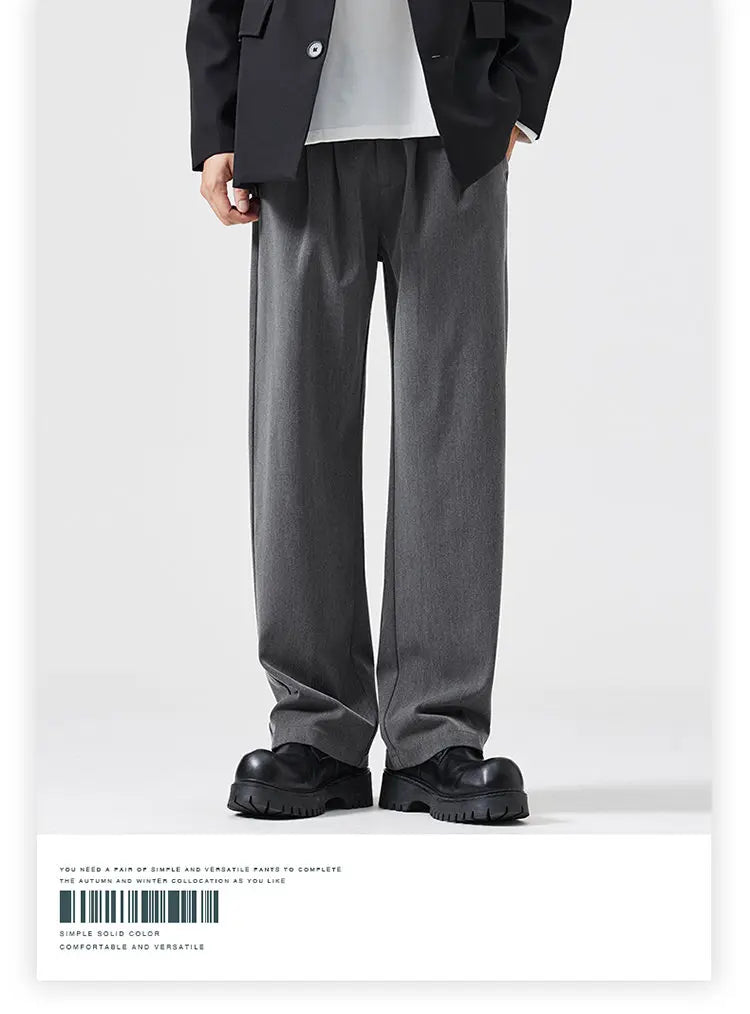 suit pant men korean streetwear fashion loose casual plus size straight suit pant office man commuter pants trousers unique default style 2097