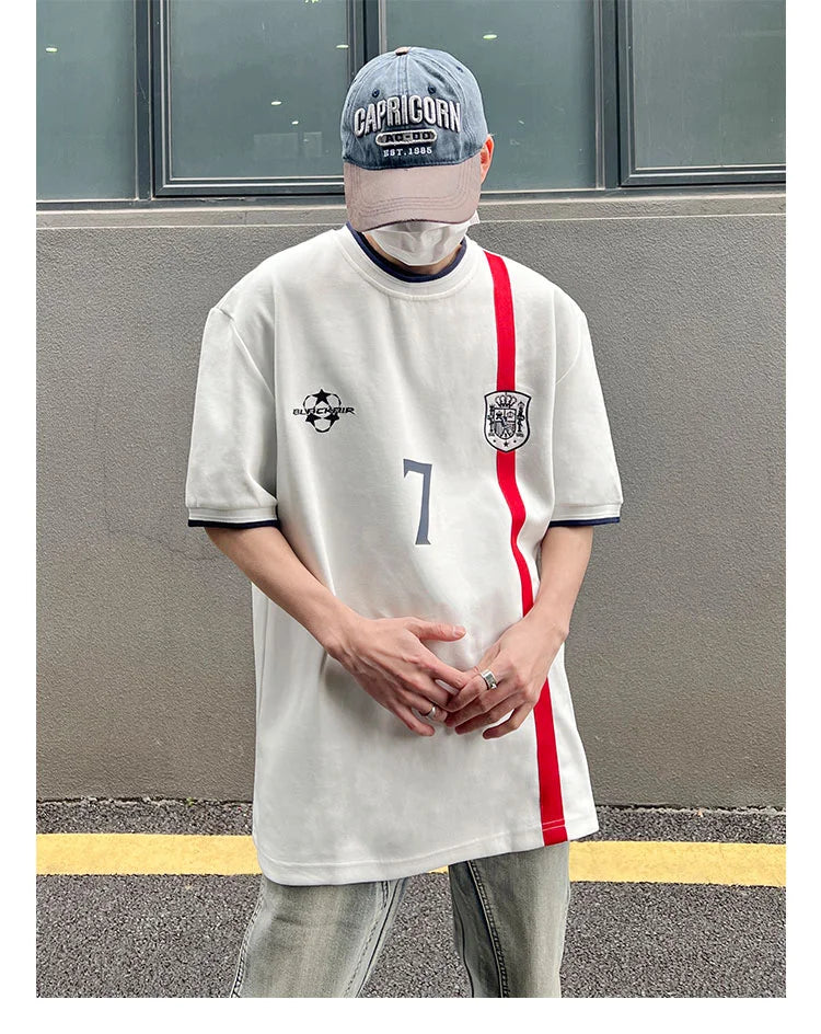 Summer American retro high street niche tops trendy brand ins fashion design oversize couple short-sleeved T-shirt y2k tops emo Street King Limited