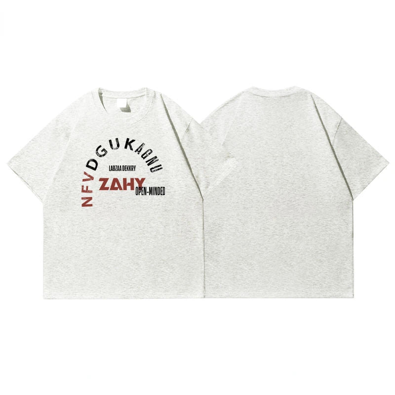 Trendy Korean Style Personalized Ins Creative Letter Printed T-shirt Summer Men's Y2K Street Casual Half-sleeved Round Neck Top Street King Limited