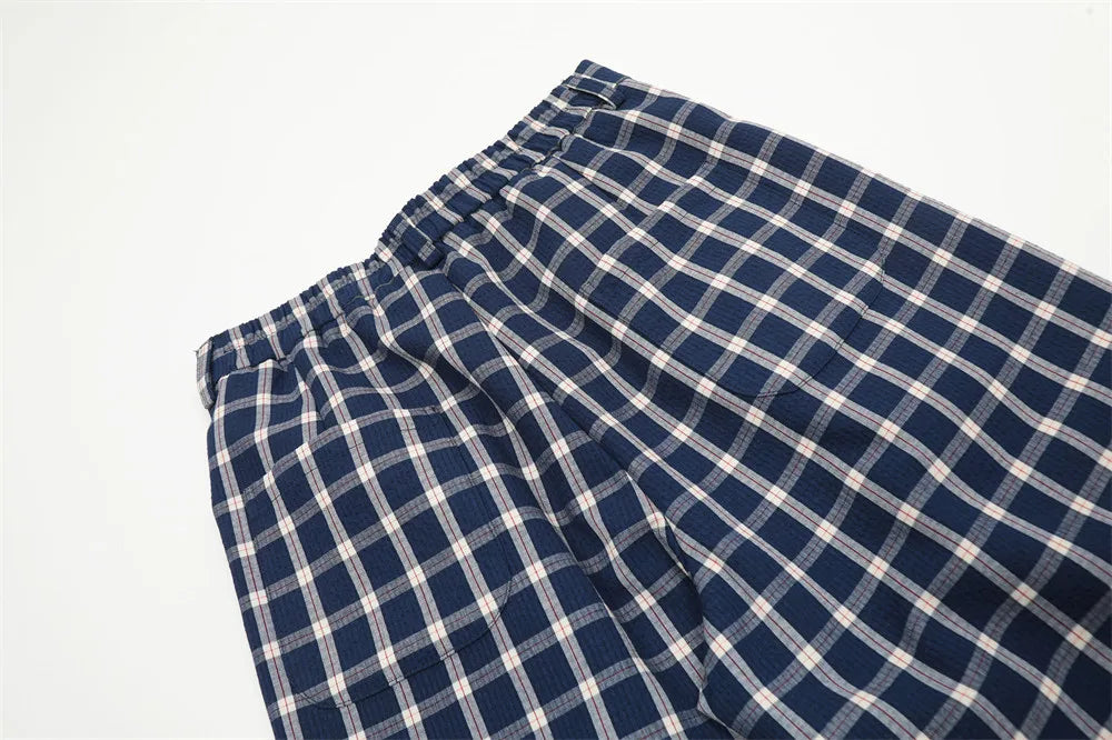 men women american streetwear fashion loose plaid wide leg straight pant boyfriend button down sports casual pants trousers unique default style 1399