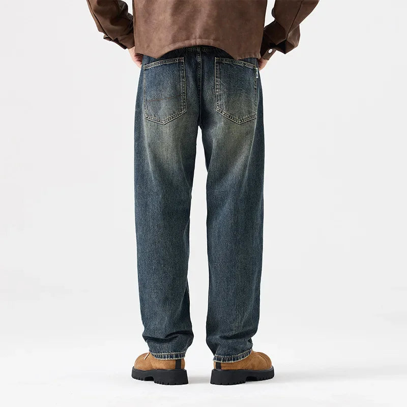 mens streetwear fashion loose casual plus size straight wide leg denim baggy jeans pants boyfriend jeans trousers urban skinny jeans