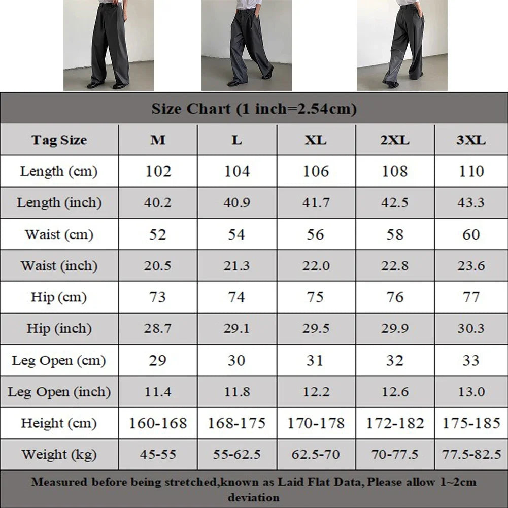 mens straight tube ice silk pants casual slacks youth thin wide leg pants business summer pants soft vintage trousers urban fashion pants