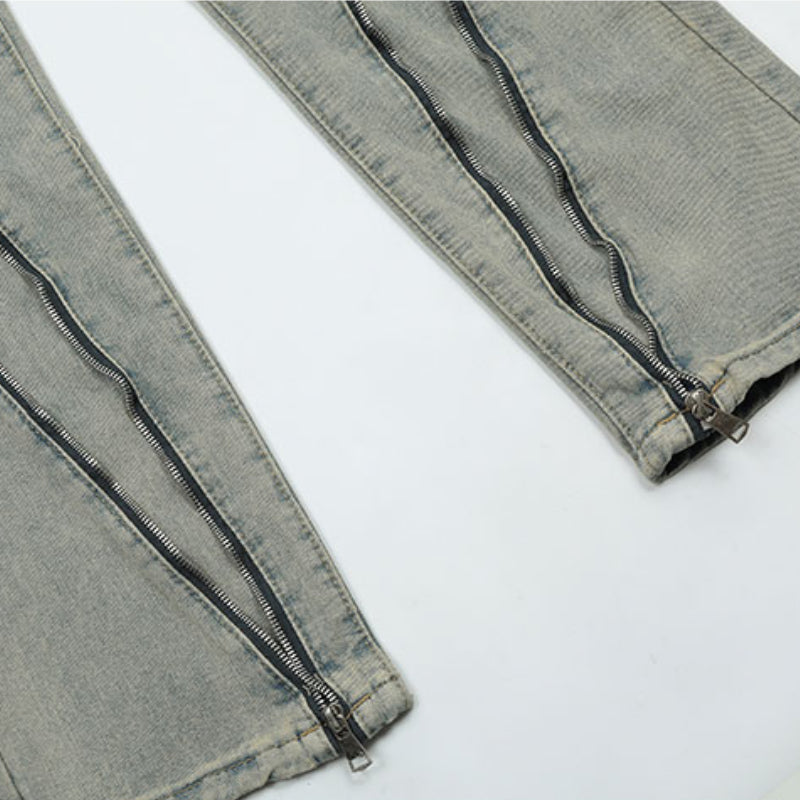 retro washed denim jean pants 2023 new casual zipper open loose straight jeans hip hop y2k pants mens jeans streetwear joggers unique joggers style 3204