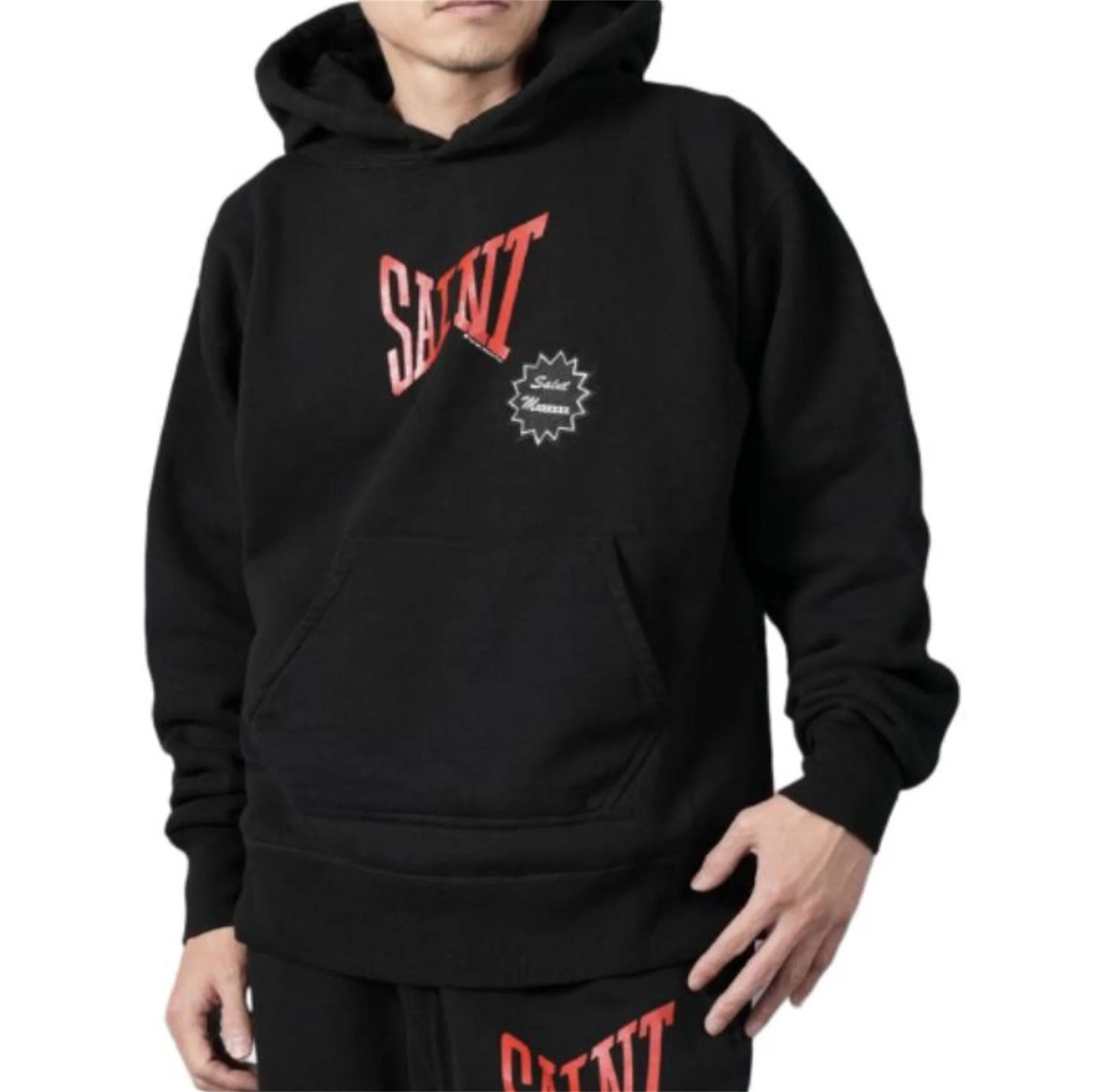 24ss sm brand fashion letter print high street wear cotton casual loose sweater hoodies pants set unique default style 4697
