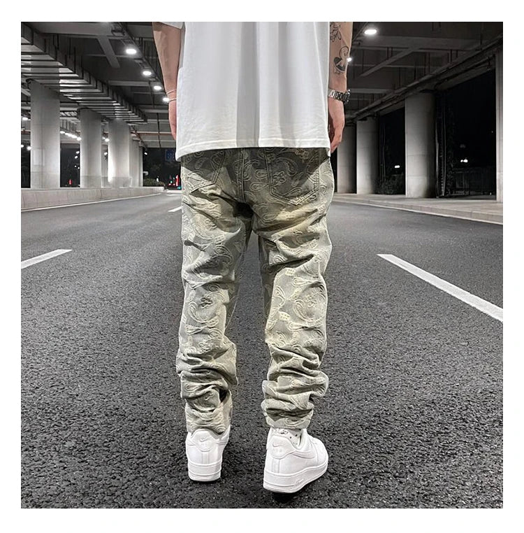 fashion paisy denim jeans mens destoryed holes zipper jeans pants hip hop streetwear new summer casual joggers loose jeans pants unique joggers style 1230