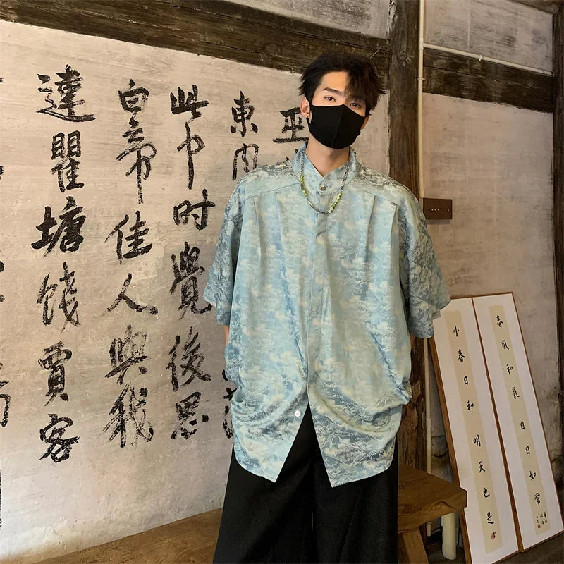 Streetwear New Chinese Style Hawaiian Flower Shirts For Men Short Sleeve T Shirts New Chinese Style Hawaiian Flower Shirts For Men Short Sleeve T Shirts 2024 Summer 3D Graphic Shirt Y2K Streetwear Mens Blouse Fashion Sweater Jacket With Graphic Design For Men