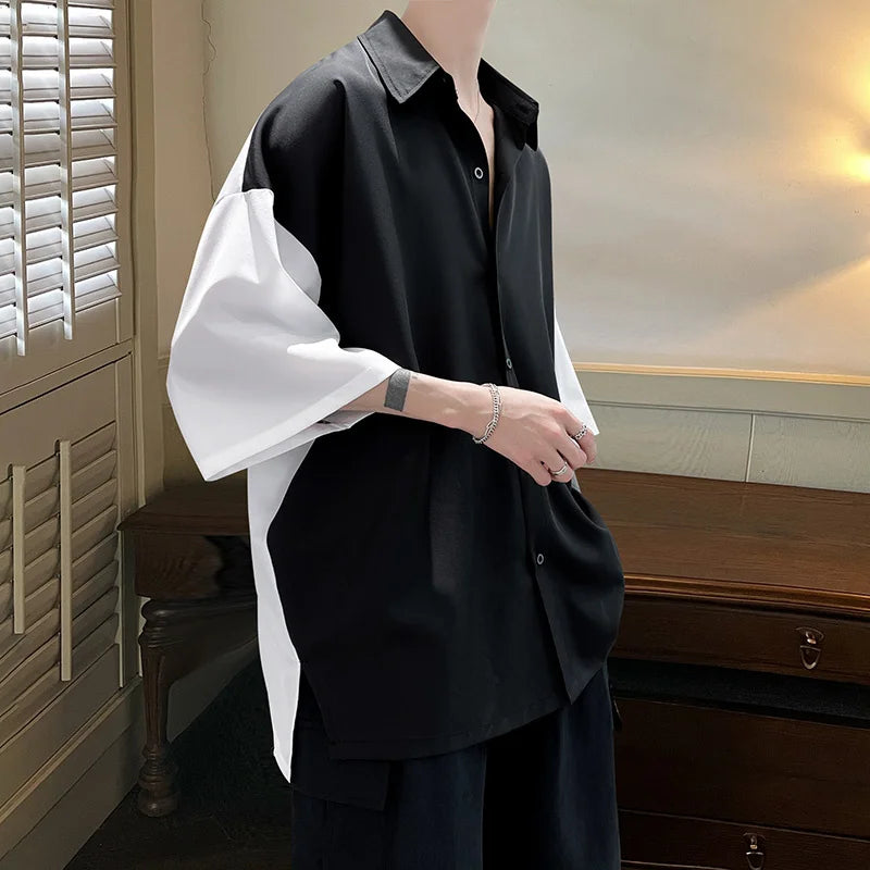 Summer Short Sleeve Shirt Men Fashion Oversized Ice Silk Shirt Men Streetwear Loose Dress Shirts Mens Hawaiian Shirt M-3XL Street King Limited