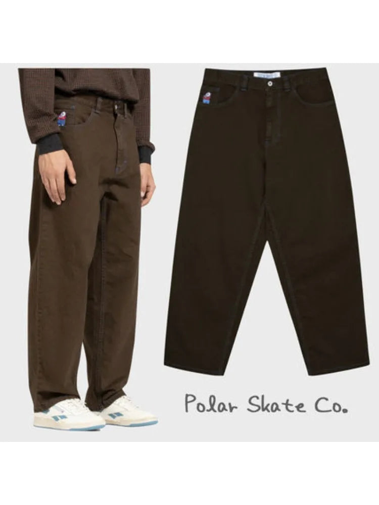 Harajuku Polar Big Boy Graphic Embroidery Denim High Waist Baggy Mens Jeans streetwear Wide Trousers Jeans Y2K Skateboard Pants Street King Limited