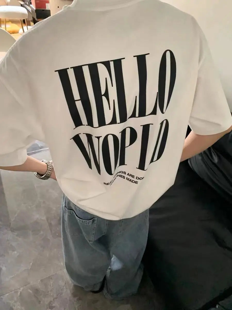 Summer Korean Style Simple Printed T-shirt Fashionable American Retro Y2K Loose Large Letter Ins Half-sleeved Sports Top Street King Limited