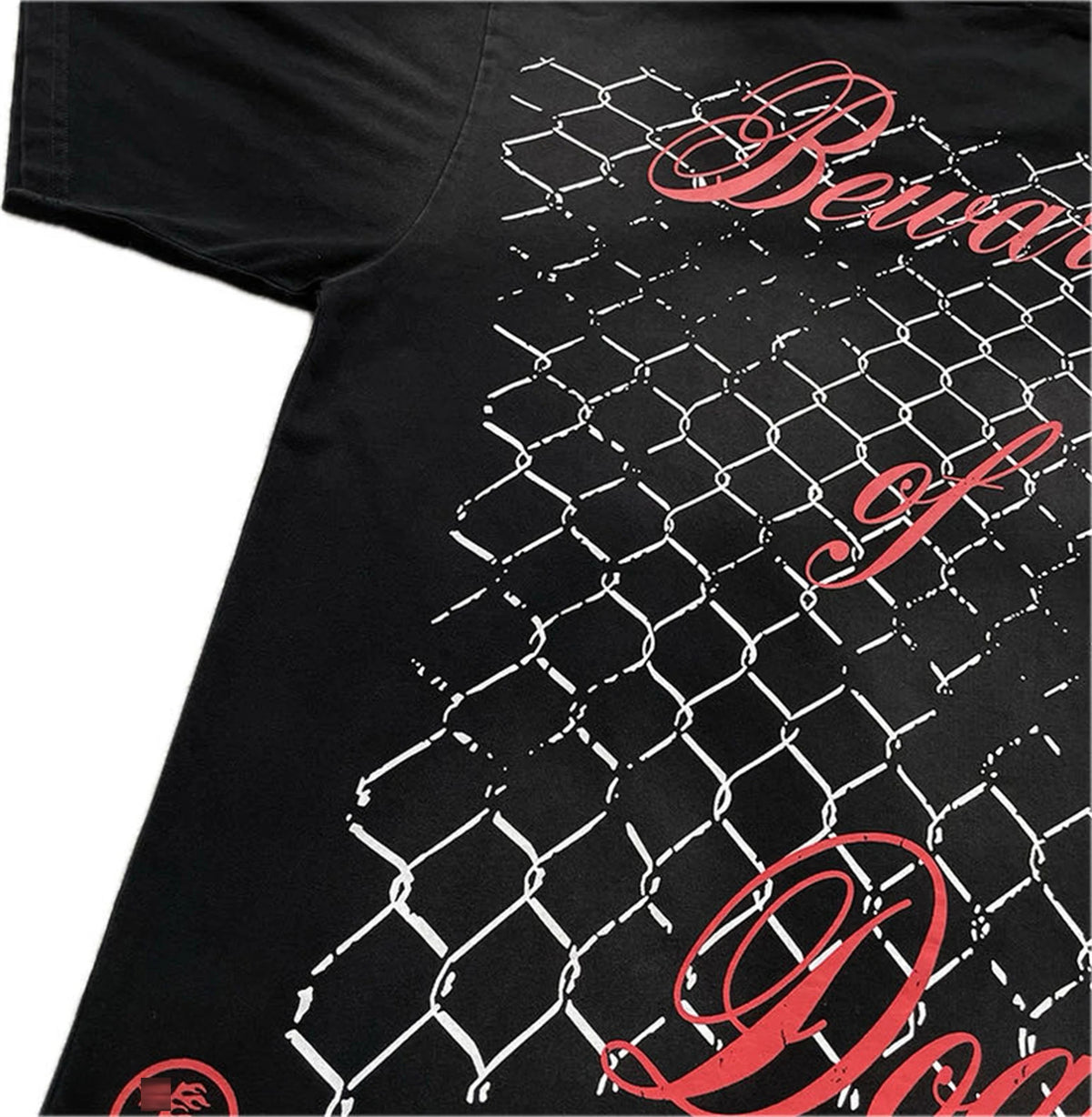 24SS HS Brand Fashion Beware Of Dog Tee High-Street Retro Washed Print Cotton Short Sleeve Tops T-Shirt Street King Limited